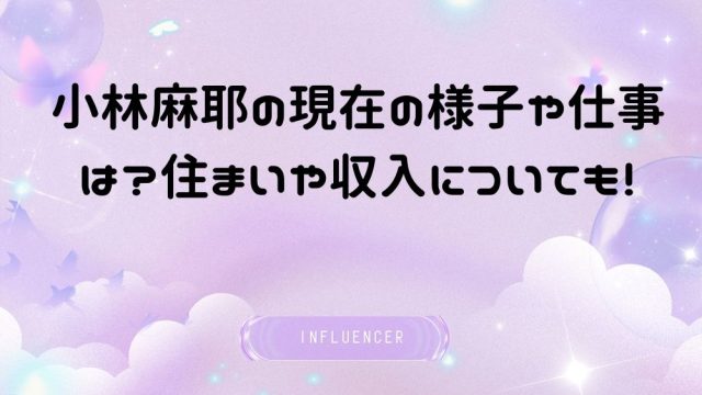 小林麻耶の現在の様子や仕事は?住まいや収入についても!