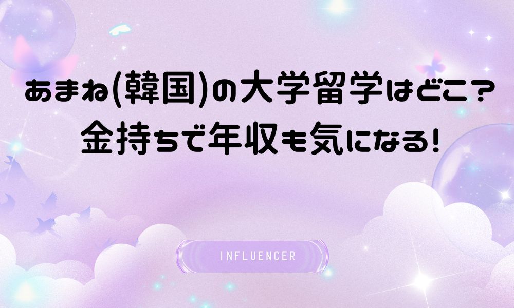 あまね(韓国)の大学留学はどこ?金持ちで年収も気になる!